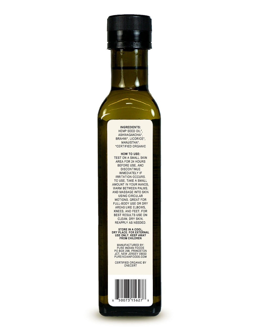 Ayurvedic Hemp Massage Oil, Certified Organic